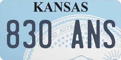 KS license plate 830ANS