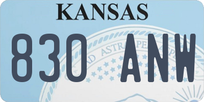 KS license plate 830ANW