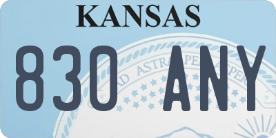 KS license plate 830ANY