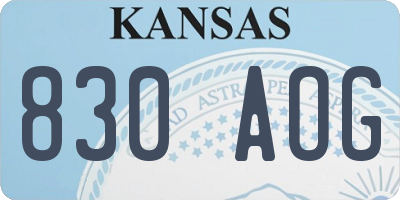 KS license plate 830AOG