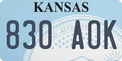KS license plate 830AOK