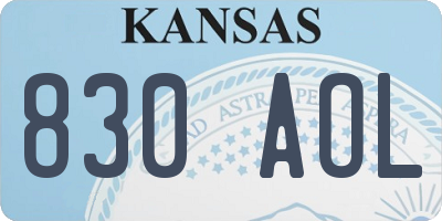 KS license plate 830AOL