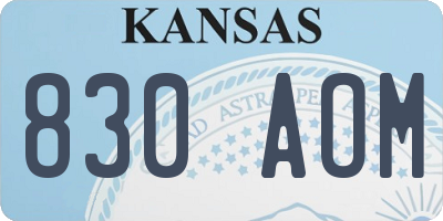 KS license plate 830AOM