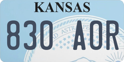 KS license plate 830AOR