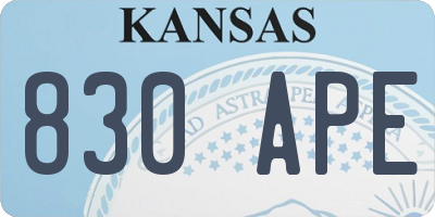 KS license plate 830APE