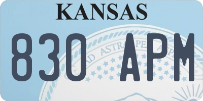 KS license plate 830APM