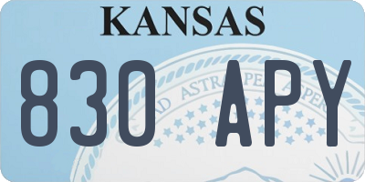 KS license plate 830APY