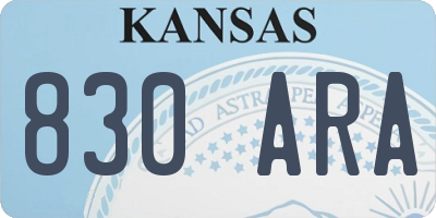KS license plate 830ARA
