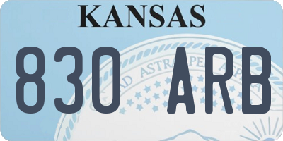 KS license plate 830ARB
