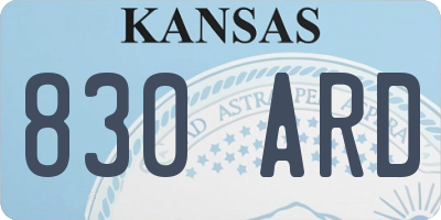 KS license plate 830ARD