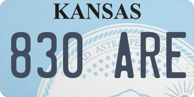 KS license plate 830ARE
