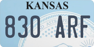 KS license plate 830ARF