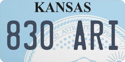 KS license plate 830ARI