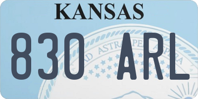 KS license plate 830ARL