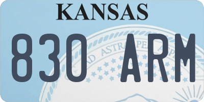KS license plate 830ARM