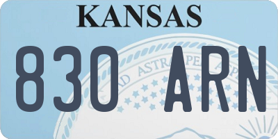 KS license plate 830ARN
