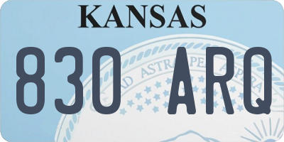 KS license plate 830ARQ