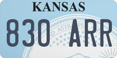 KS license plate 830ARR