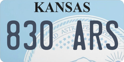 KS license plate 830ARS