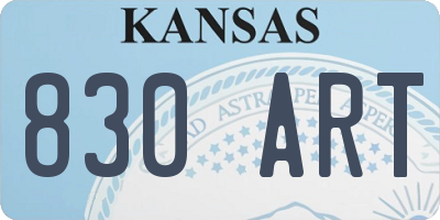 KS license plate 830ART