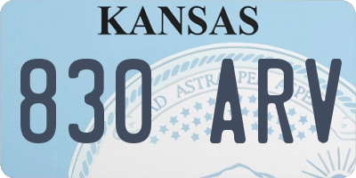 KS license plate 830ARV