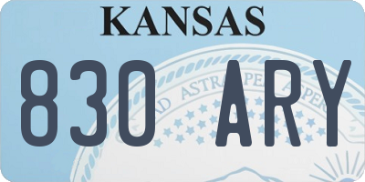 KS license plate 830ARY