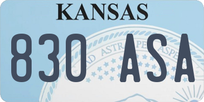 KS license plate 830ASA