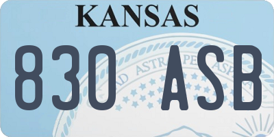 KS license plate 830ASB