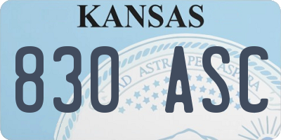 KS license plate 830ASC
