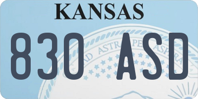 KS license plate 830ASD