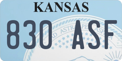 KS license plate 830ASF