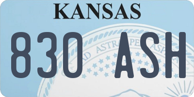 KS license plate 830ASH