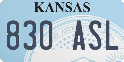 KS license plate 830ASL
