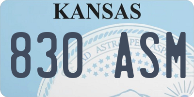KS license plate 830ASM