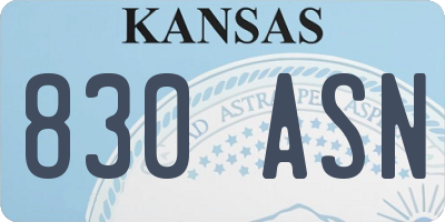KS license plate 830ASN