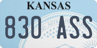 KS license plate 830ASS