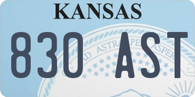 KS license plate 830AST