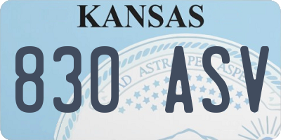 KS license plate 830ASV