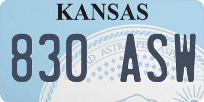 KS license plate 830ASW