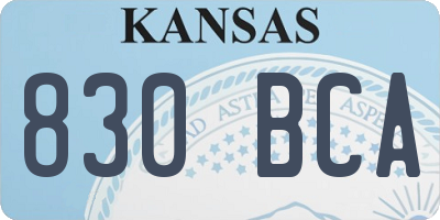 KS license plate 830BCA
