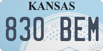 KS license plate 830BEM