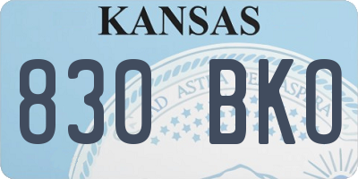 KS license plate 830BKO