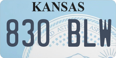 KS license plate 830BLW