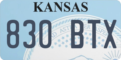 KS license plate 830BTX