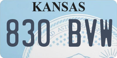 KS license plate 830BVW