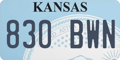 KS license plate 830BWN