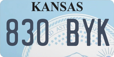 KS license plate 830BYK