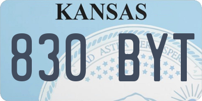 KS license plate 830BYT