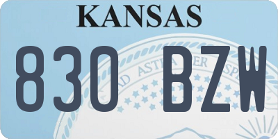 KS license plate 830BZW