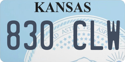 KS license plate 830CLW